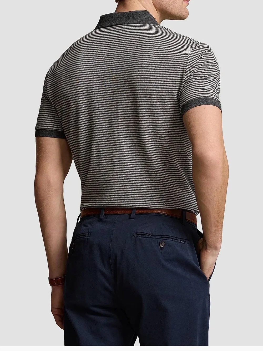Striped Stretch Mesh Polo Shirt